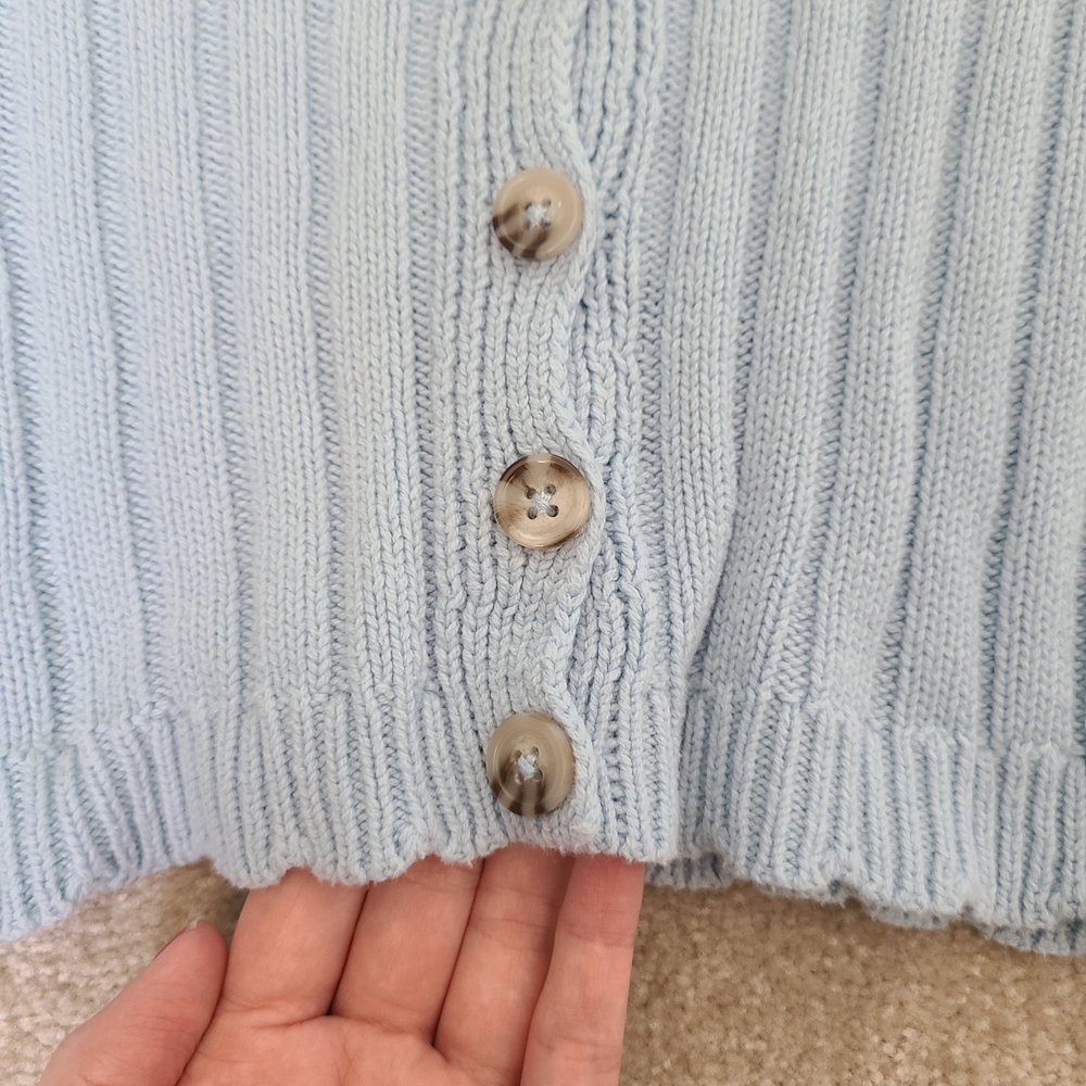 Kids Light Blue Ribbed Button-Up Cardigan - Picture 2 of 7